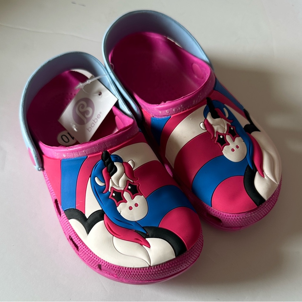 Babe Girls Unicorn Clog Sandals Pink Blue Beach ,Sandals Size 10